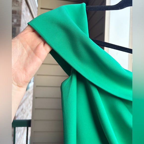 🆕🌿 Eliza J Emerald Green One-Shoulder Ruched Cocktail Dress Size 14 Party Formal - Picture 7 of 16